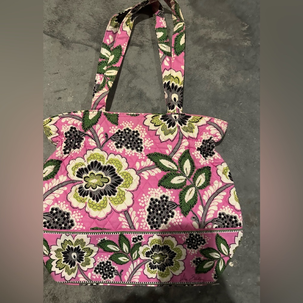 Vera Bradley Small Tote in Priscilla Pink Pattern with Snap closure.